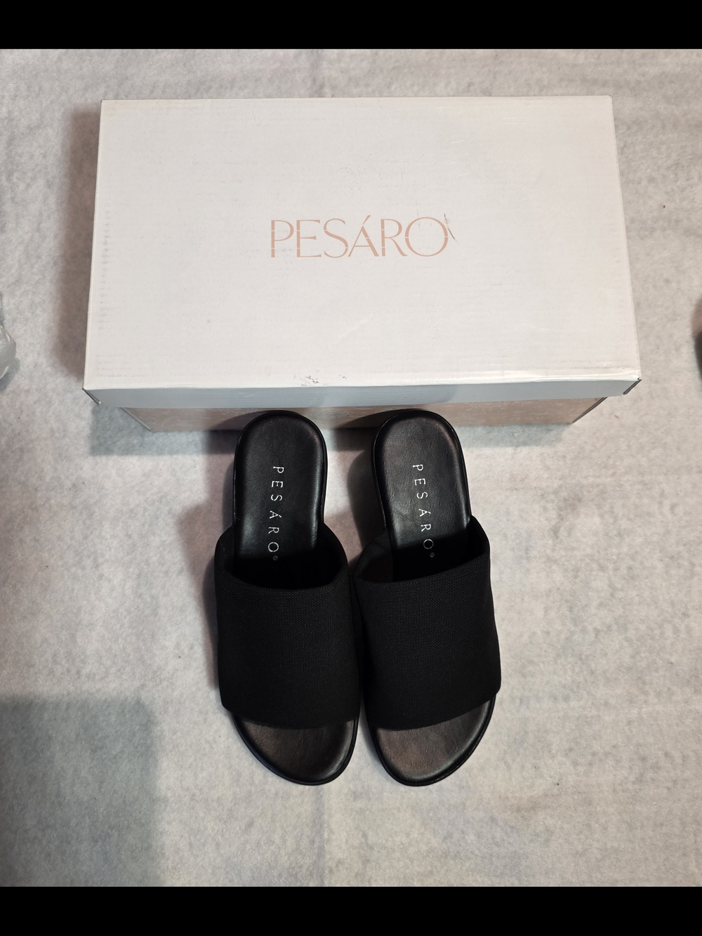 PESARO Black Slide Sandals